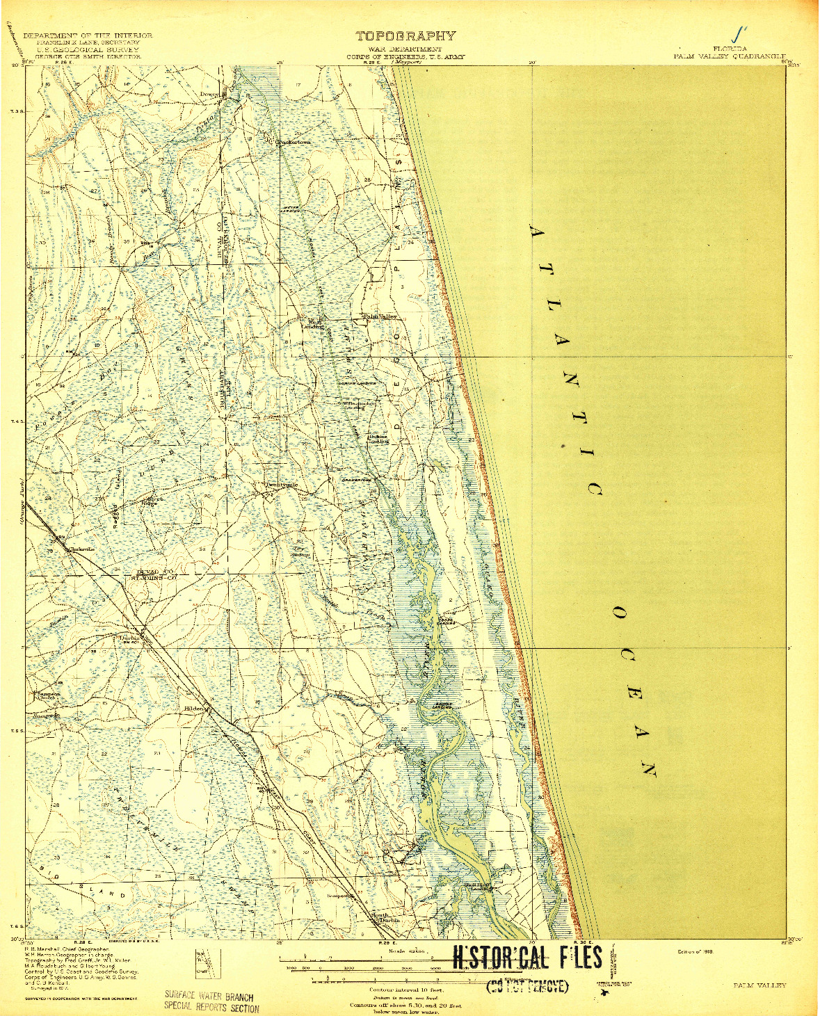 USGS 1:62500-SCALE QUADRANGLE FOR PALM VALLEY, FL 1918