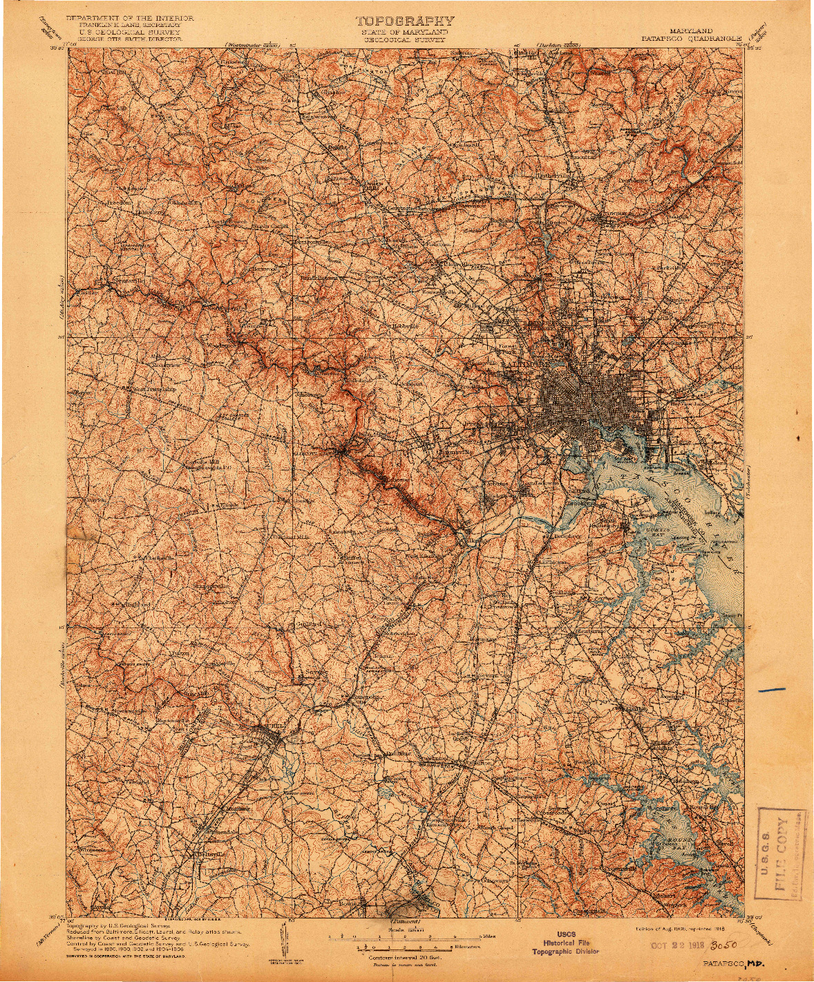 USGS 1:125000-SCALE QUADRANGLE FOR PATAPSCO, MD 1908