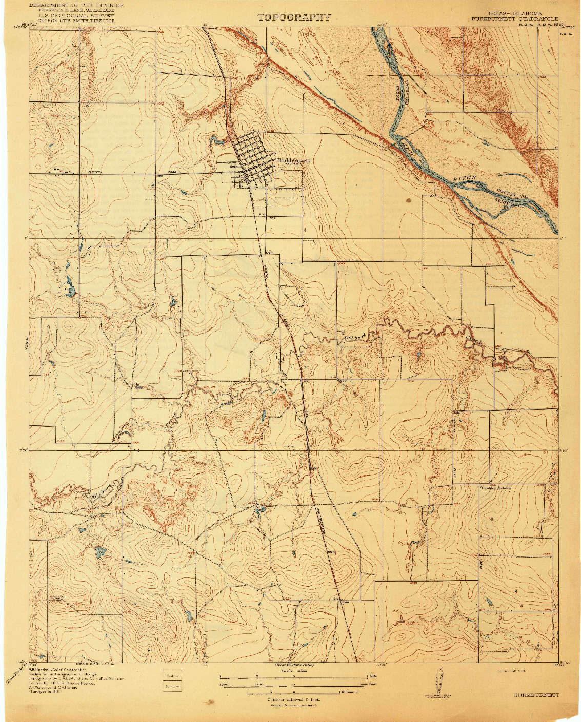 USGS 1:31680-SCALE QUADRANGLE FOR BURKBURNETT, TX 1918