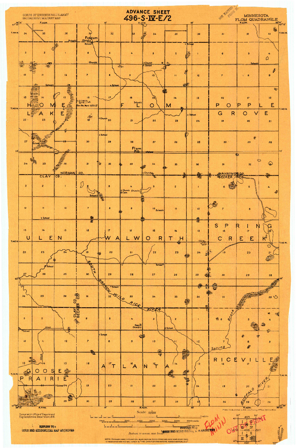 USGS 1:62500-SCALE QUADRANGLE FOR FLOM, MN 1918