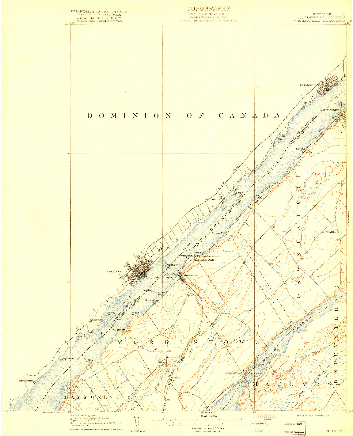 USGS 1:62500-SCALE QUADRANGLE FOR BRIER HILL, NY 1906
