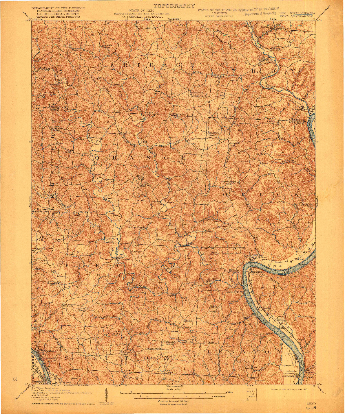 USGS 1:62500-SCALE QUADRANGLE FOR KENO, OH 1907