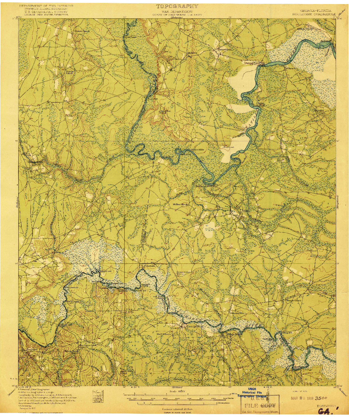 USGS 1:62500-SCALE QUADRANGLE FOR BOULOGNE, GA 1919