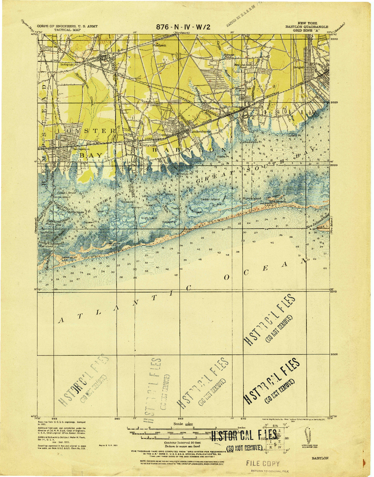 USGS 1:62500-SCALE QUADRANGLE FOR BABYLON, NY 1919