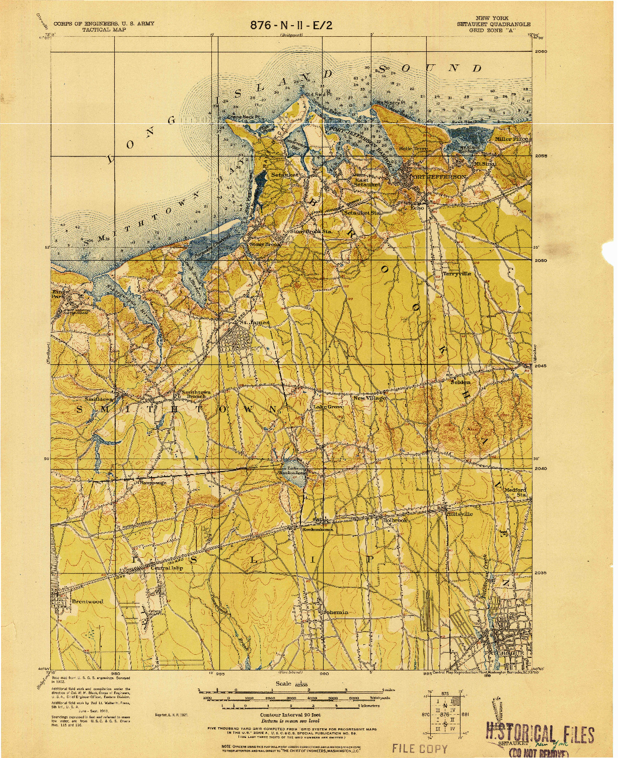 USGS 1:62500-SCALE QUADRANGLE FOR SETAUKET, NY 1919