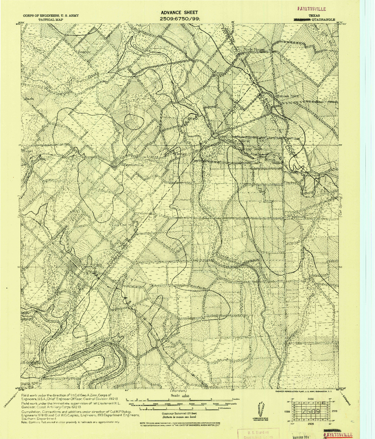 USGS 1:62500-SCALE QUADRANGLE FOR FAYETTSVILLE, TX 1919