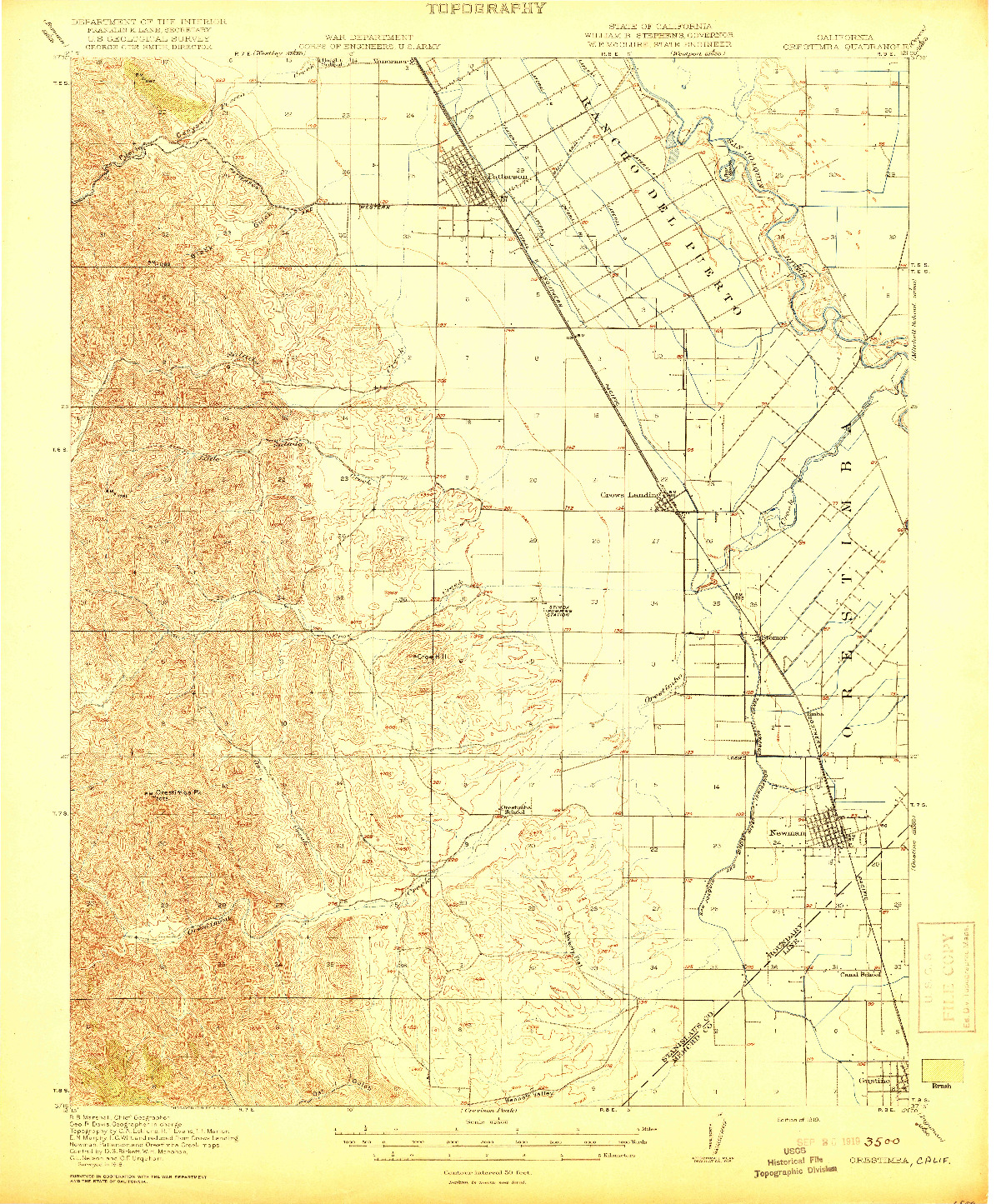 USGS 1:62500-SCALE QUADRANGLE FOR ORESTIMBA, CA 1919