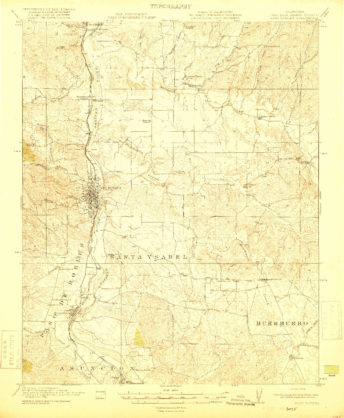 USGS 1:62500-SCALE QUADRANGLE FOR PASO ROBLES, CA 1919