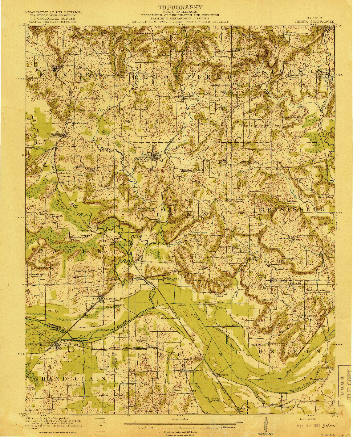 USGS 1:62500-SCALE QUADRANGLE FOR VIENNA, IL 1919