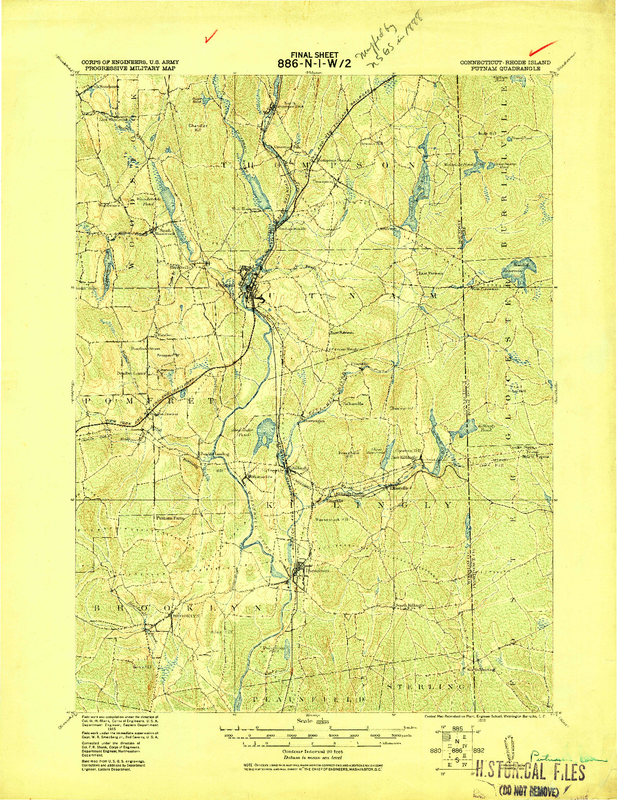 USGS 1:62500-SCALE QUADRANGLE FOR PUTNAM, CT 1919