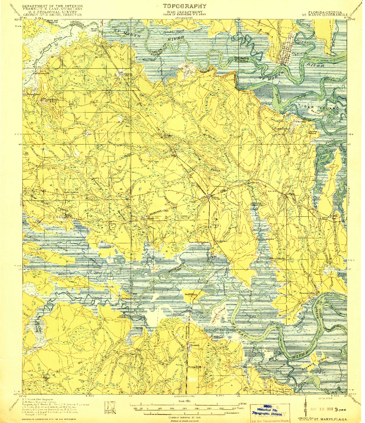USGS 1:62500-SCALE QUADRANGLE FOR ST MARYS, FL 1919