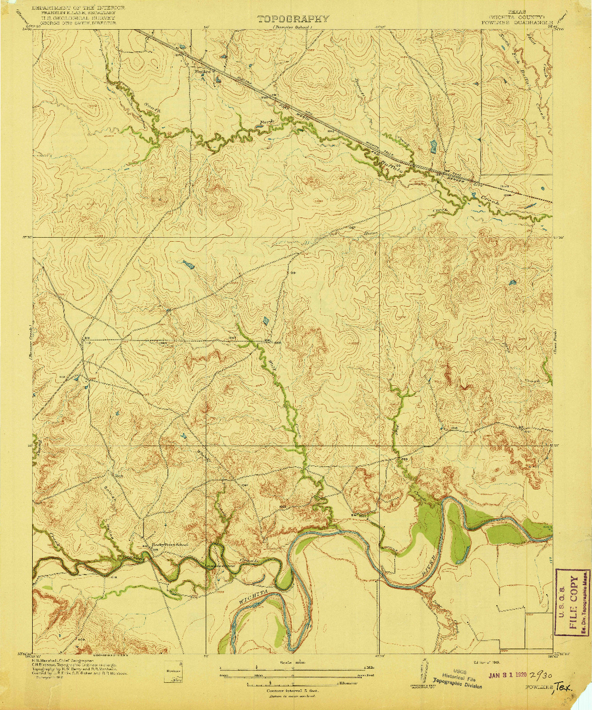 USGS 1:31680-SCALE QUADRANGLE FOR FOWLKES, TX 1919