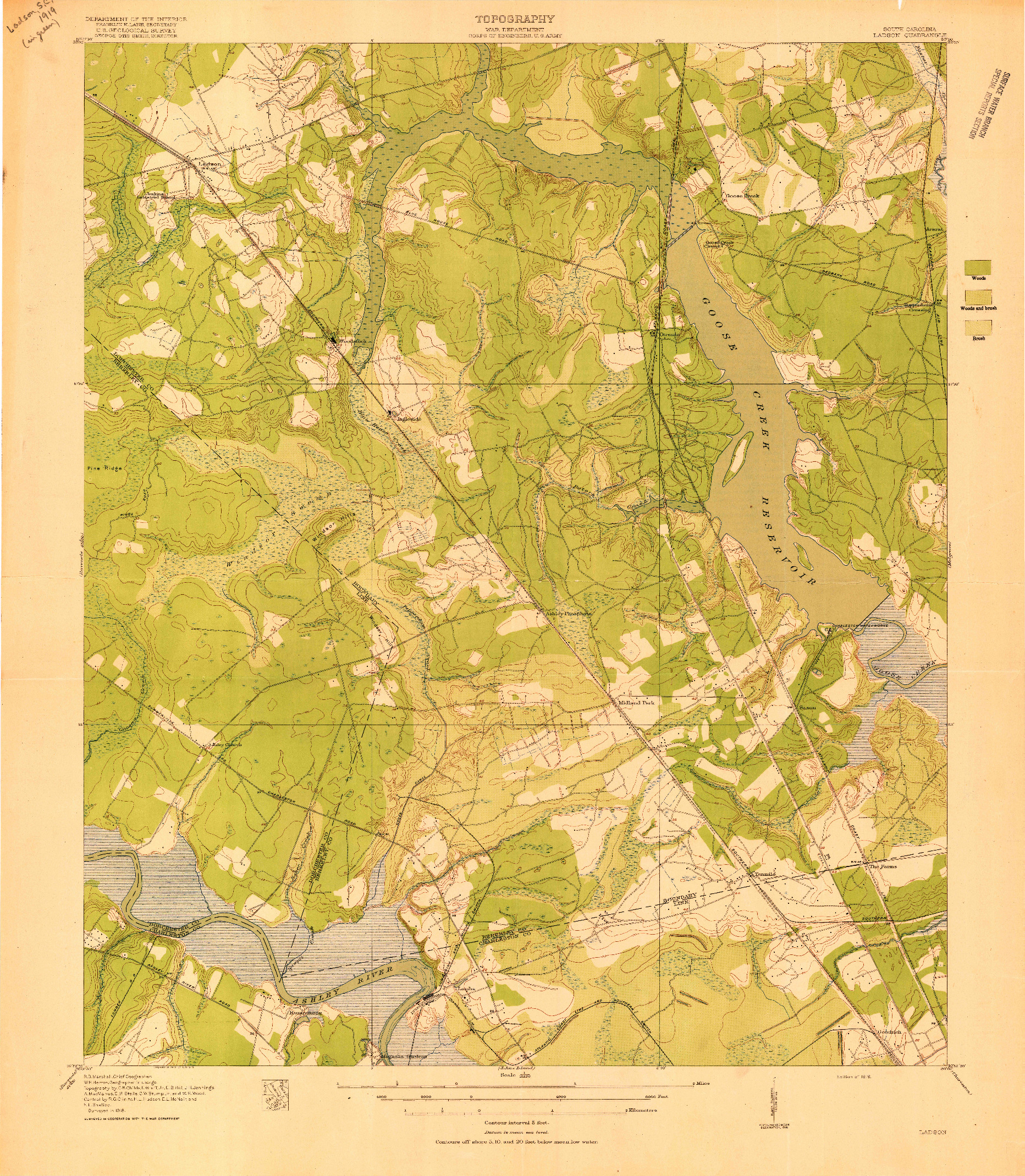 USGS 1:21120-SCALE QUADRANGLE FOR LADSON, SC 1919