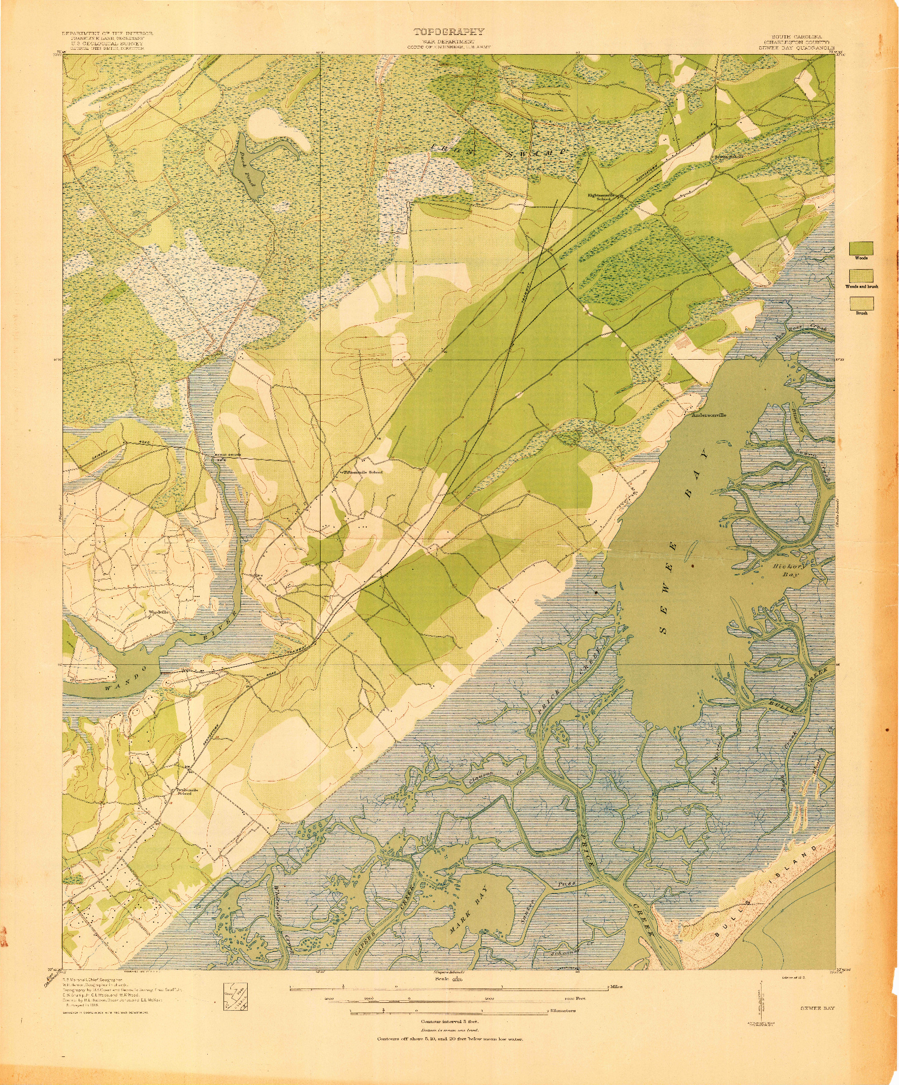 USGS 1:21120-SCALE QUADRANGLE FOR SEWEE BAY, SC 1919