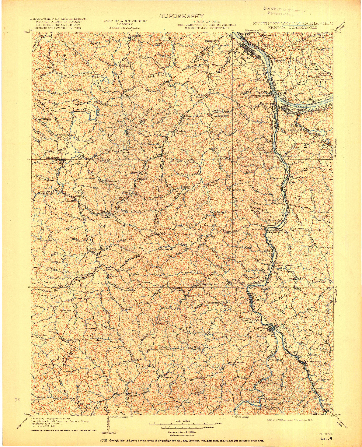 USGS 1:125000-SCALE QUADRANGLE FOR KENOVA, KY 1903