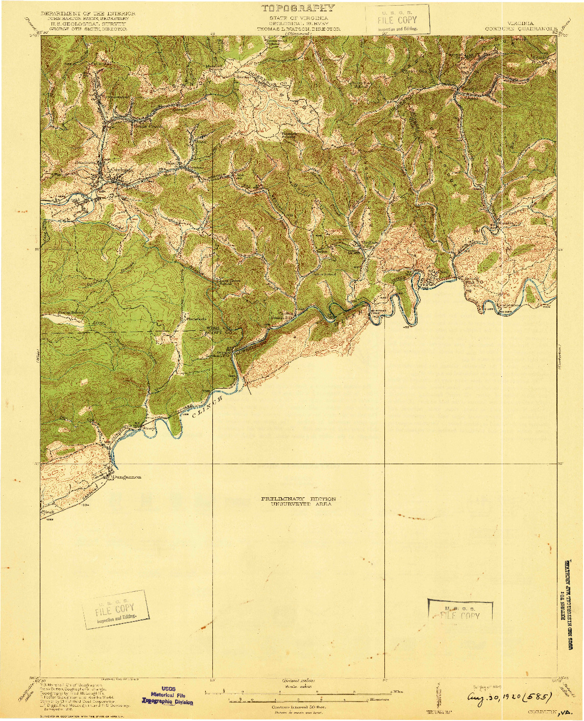 USGS 1:62500-SCALE QUADRANGLE FOR COEBURN, VA 1920