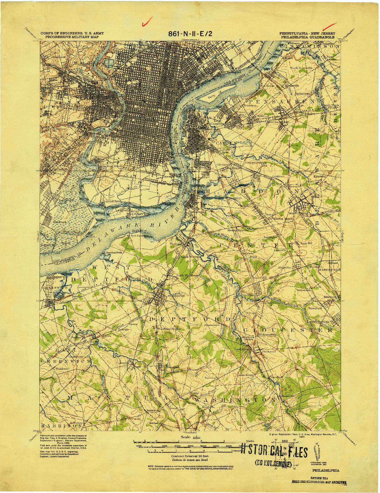 USGS 1:62500-SCALE QUADRANGLE FOR PHILADELPHIA, PA 1920