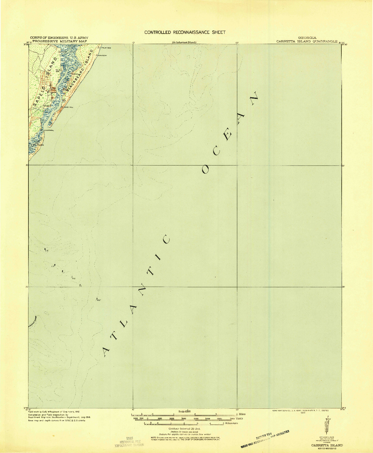 USGS 1:62500-SCALE QUADRANGLE FOR CABRETTA ISLAND, GA 1920