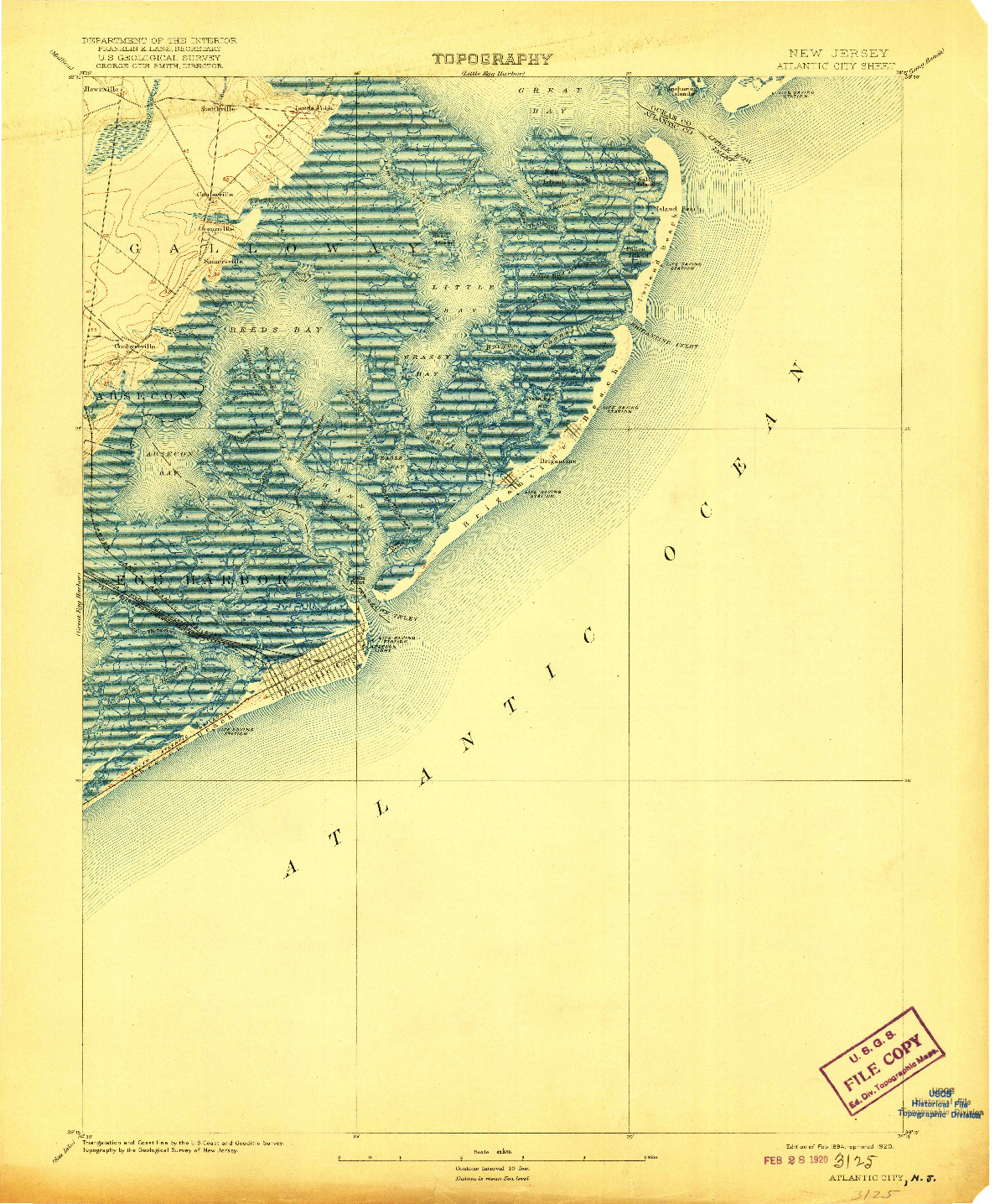 USGS 1:62500-SCALE QUADRANGLE FOR ATLANTIC CITY, NJ 1894