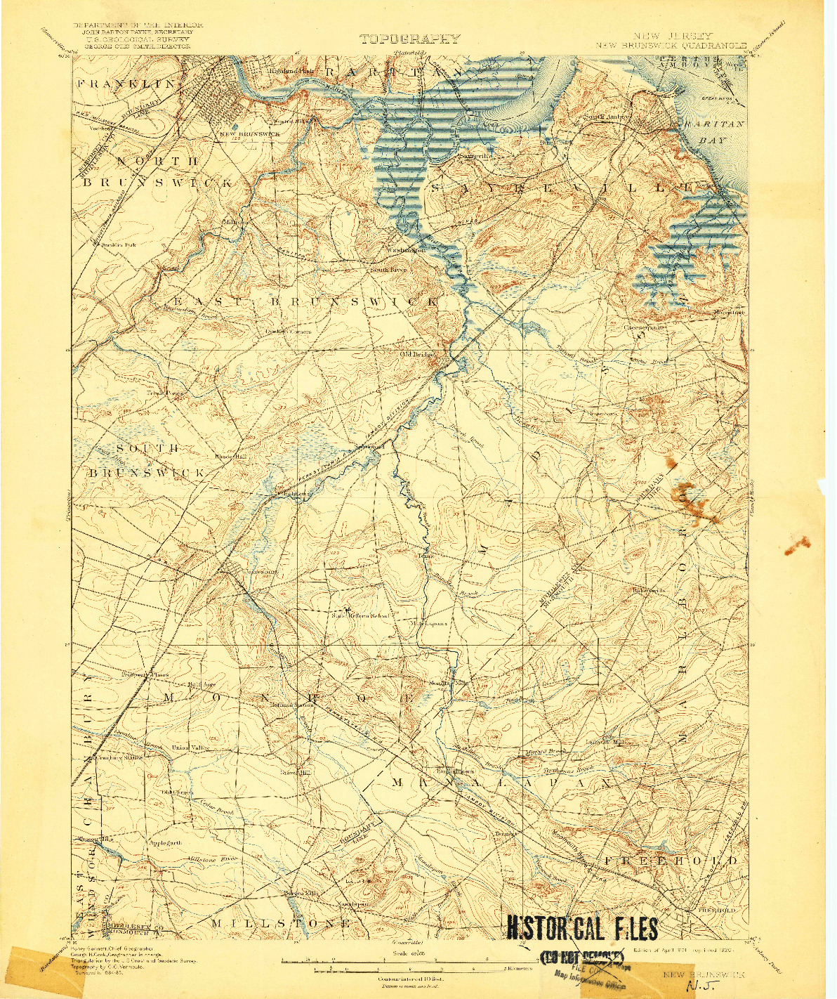 USGS 1:62500-SCALE QUADRANGLE FOR NEW BRUNSWICK, NJ 1901