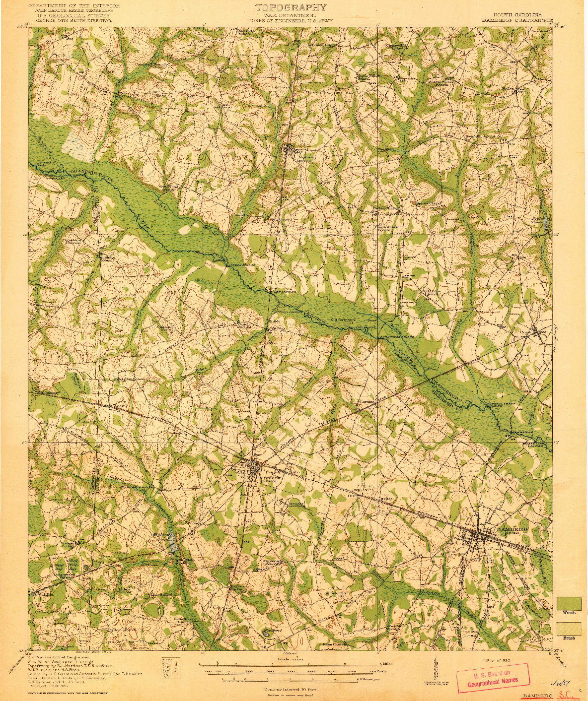 USGS 1:62500-SCALE QUADRANGLE FOR BAMBERG, SC 1920