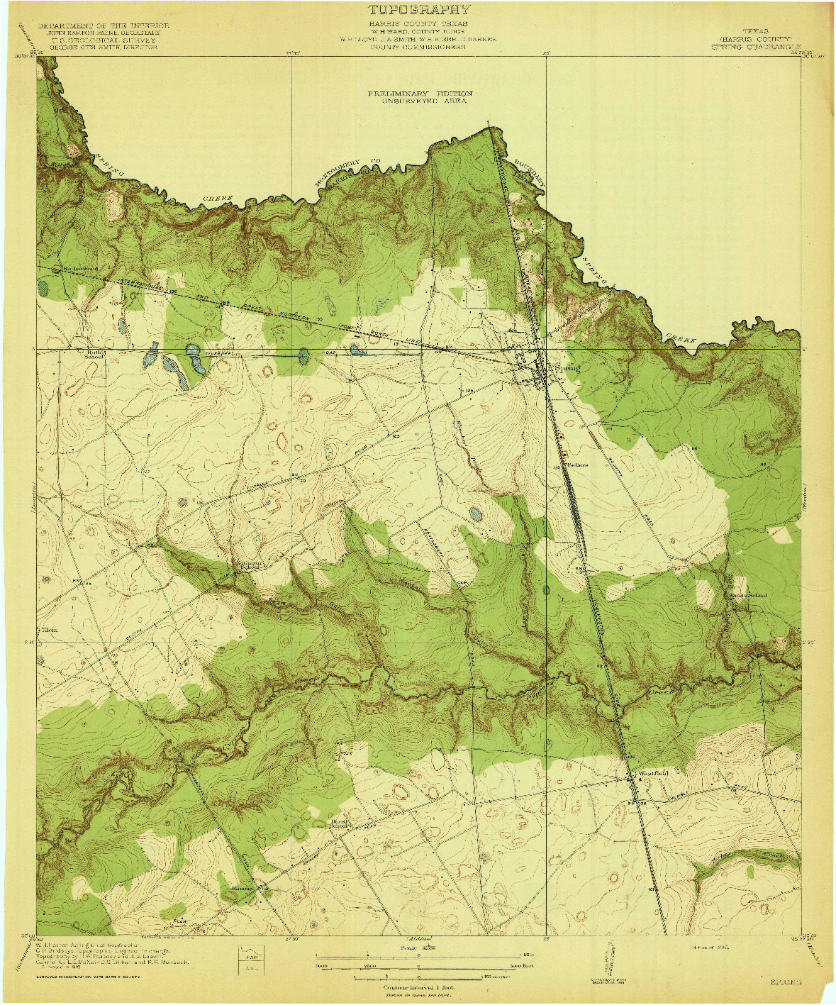USGS 1:31680-SCALE QUADRANGLE FOR SPRING, TX 1920