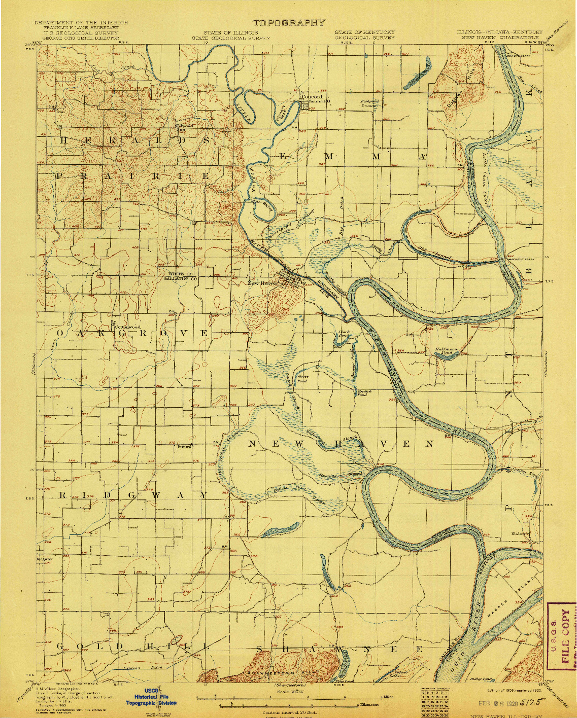 USGS 1:62500-SCALE QUADRANGLE FOR NEW HAVEN, IL 1906