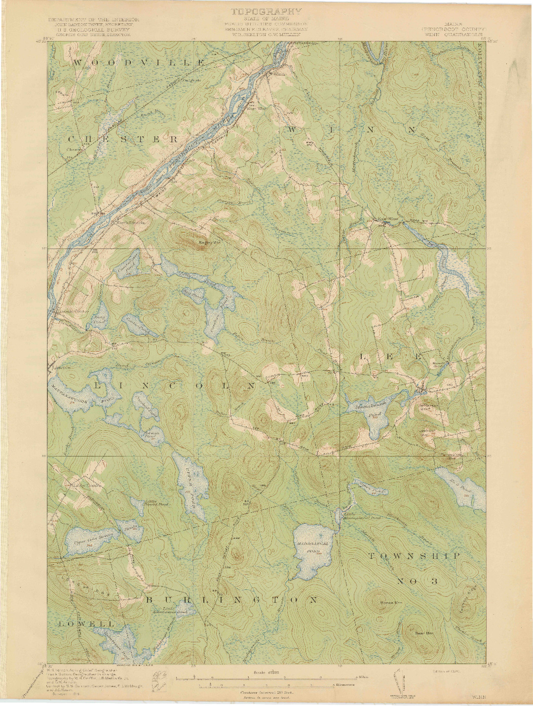 USGS 1:62500-SCALE QUADRANGLE FOR WINN, ME 1920