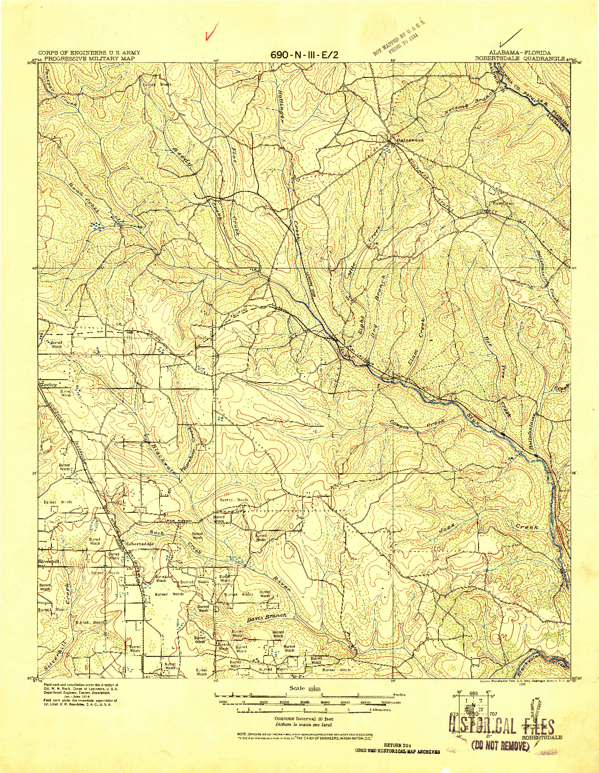 USGS 1:62500-SCALE QUADRANGLE FOR ROBERTSDALE, AL 1920