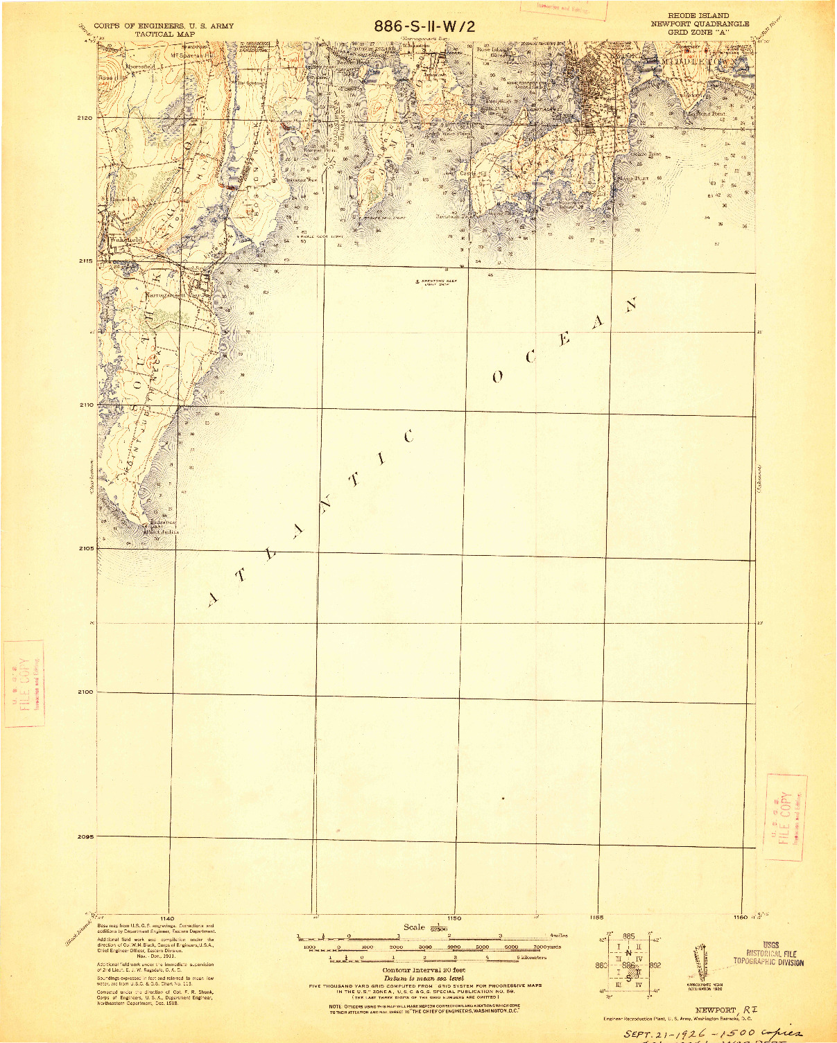 USGS 1:62500-SCALE QUADRANGLE FOR NEWPORT, RI 1920