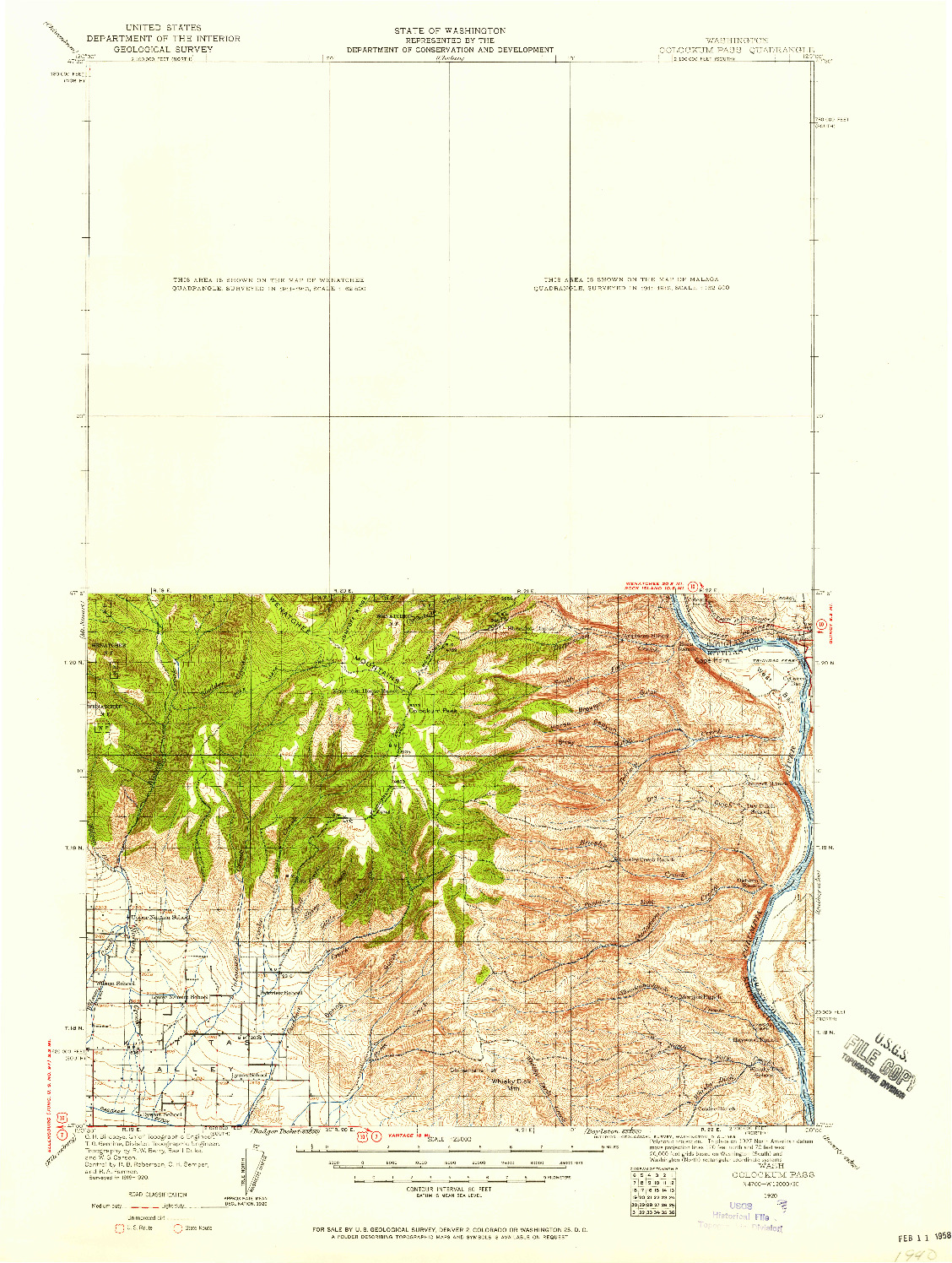 USGS 1:125000-SCALE QUADRANGLE FOR COLOCKUM PASS, WA 1920