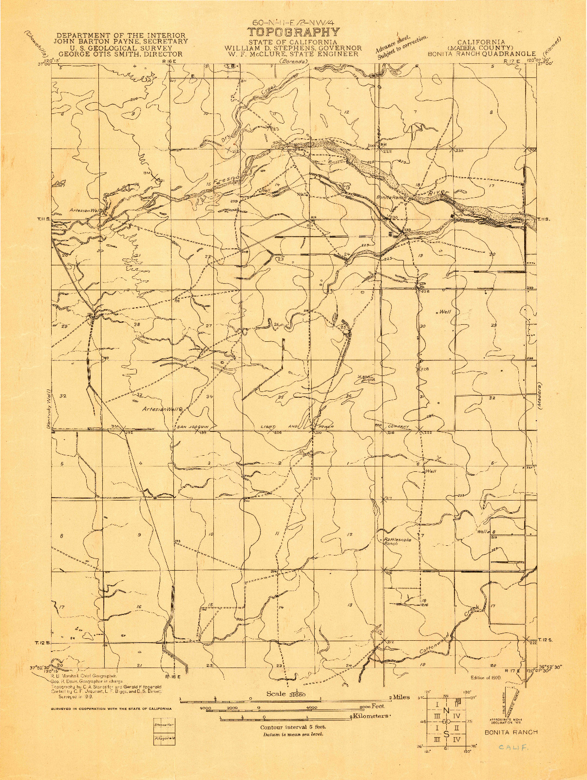 USGS 1:31680-SCALE QUADRANGLE FOR BONITA RANCH, CA 1920