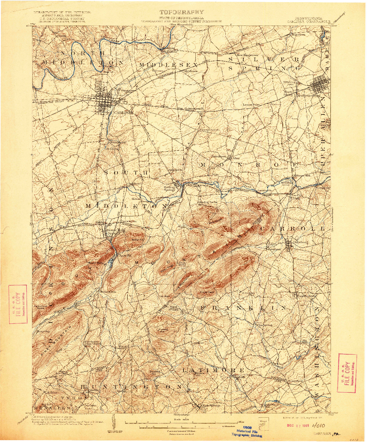 USGS 1:62500-SCALE QUADRANGLE FOR CARLISLE, PA 1904