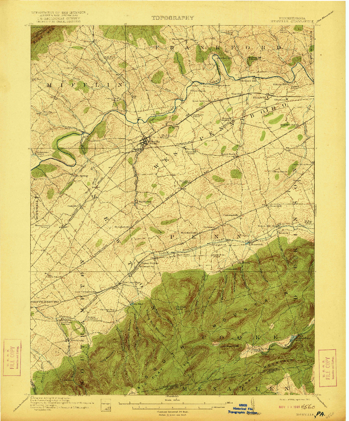 USGS 1:62500-SCALE QUADRANGLE FOR NEWVILLE, PA 1919