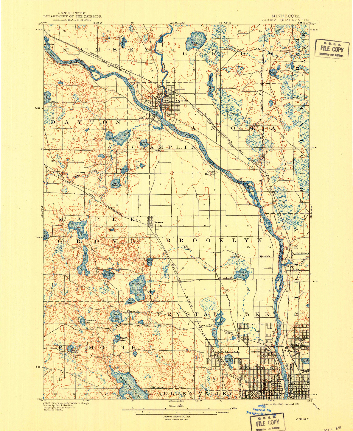 USGS 1:62500-SCALE QUADRANGLE FOR ANOKA, MN 1902
