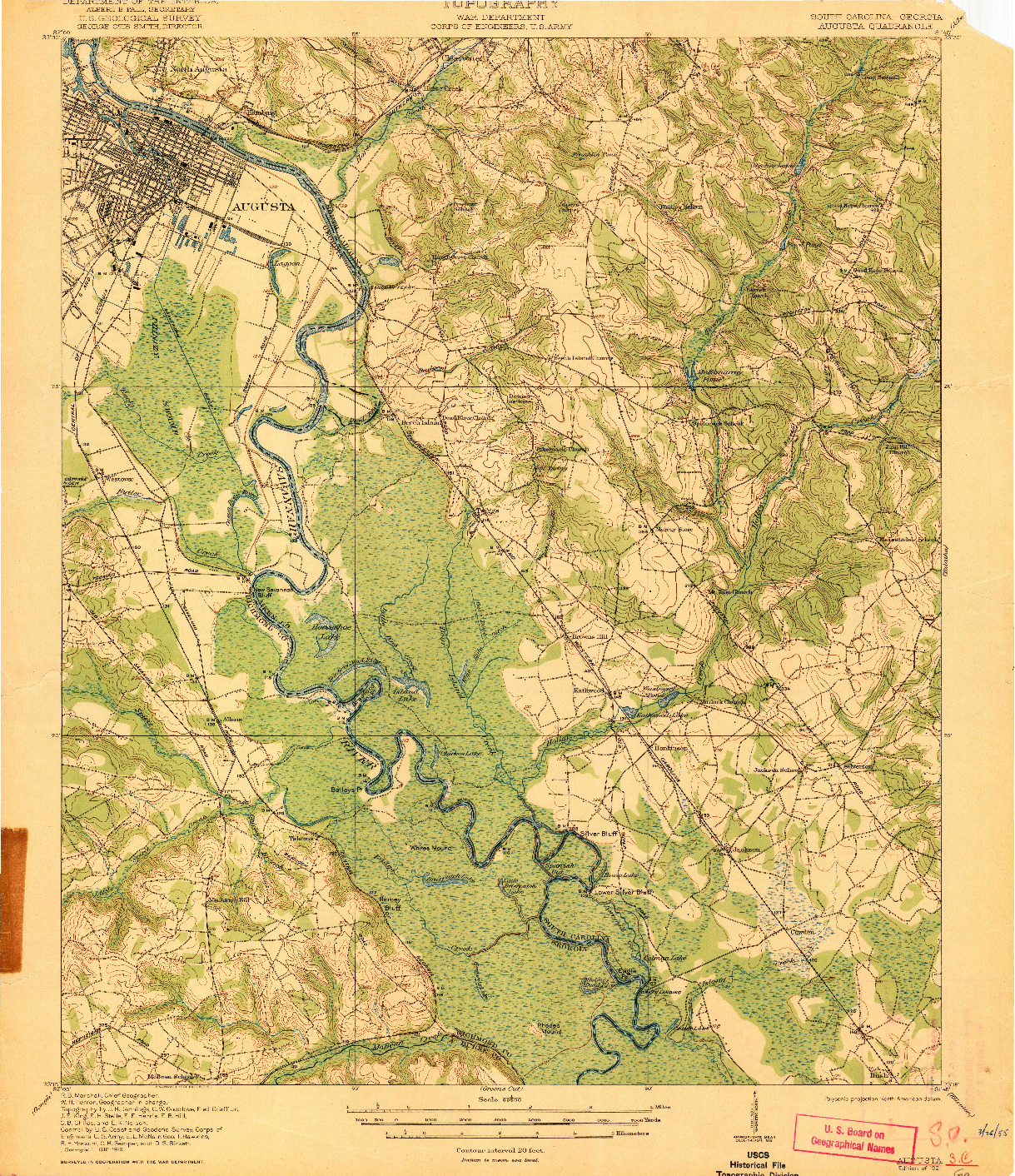 USGS 1:62500-SCALE QUADRANGLE FOR AUGUSTA, SC 1921