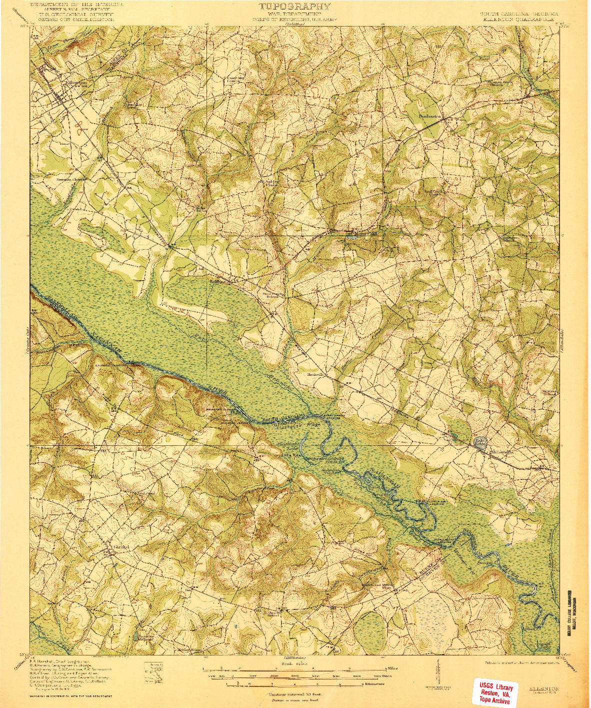 USGS 1:62500-SCALE QUADRANGLE FOR ELLENTON, SC 1921