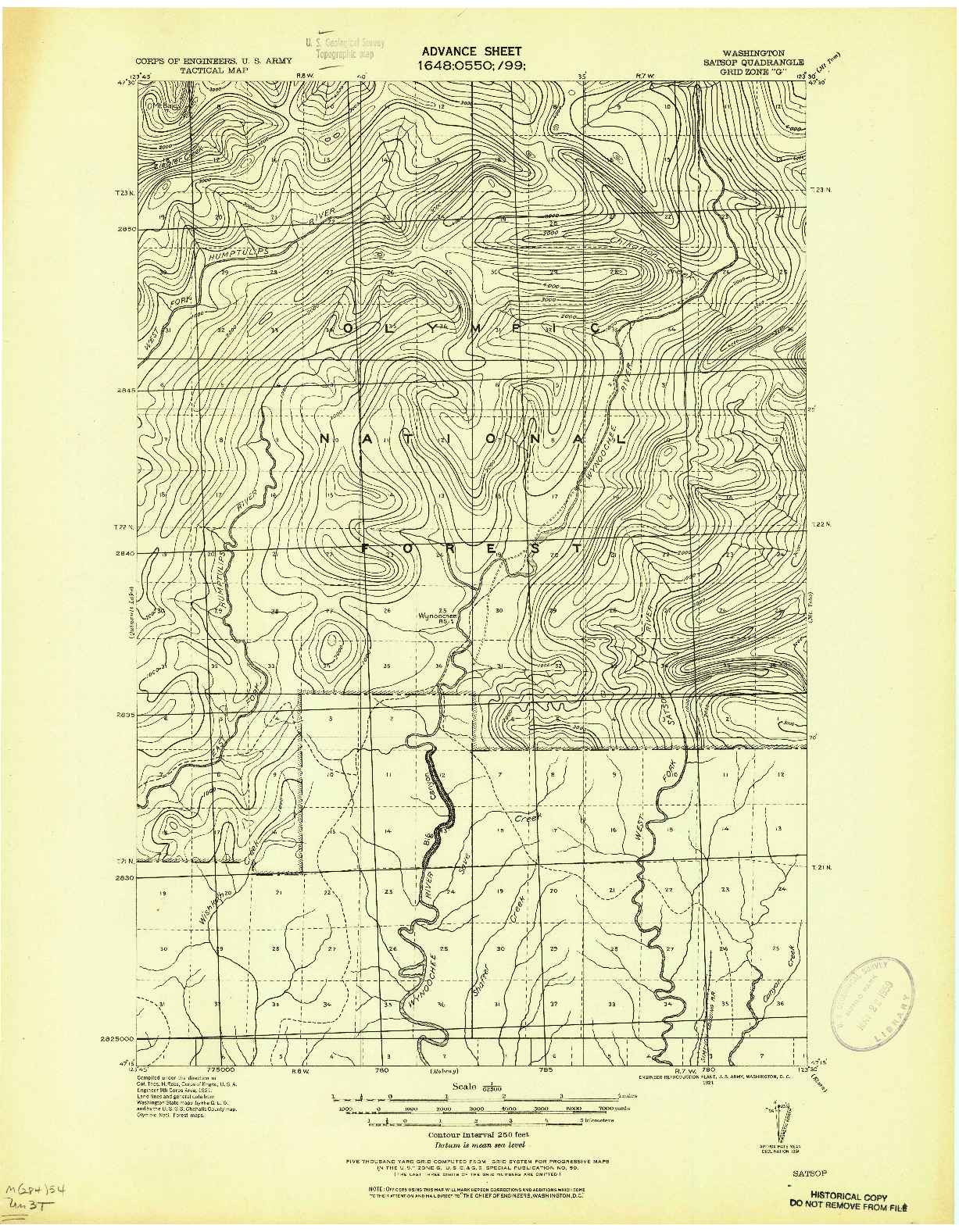USGS 1:62500-SCALE QUADRANGLE FOR SATSOP, WA 1921