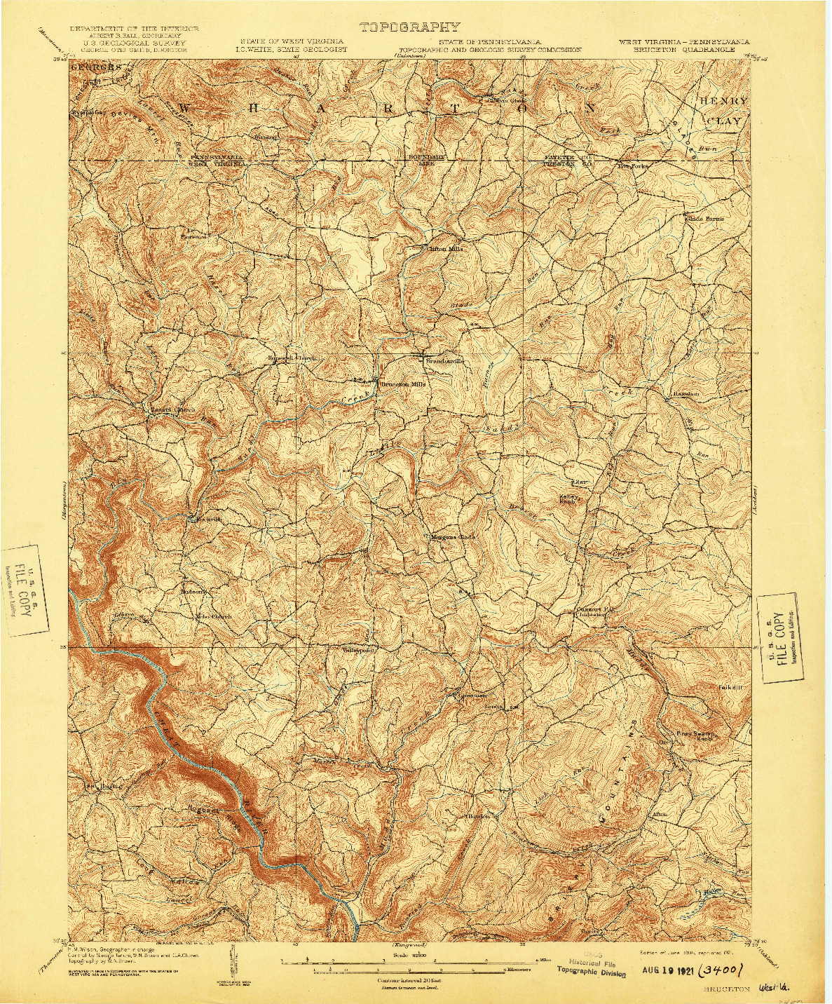 USGS 1:62500-SCALE QUADRANGLE FOR BRUCETON, WV 1904