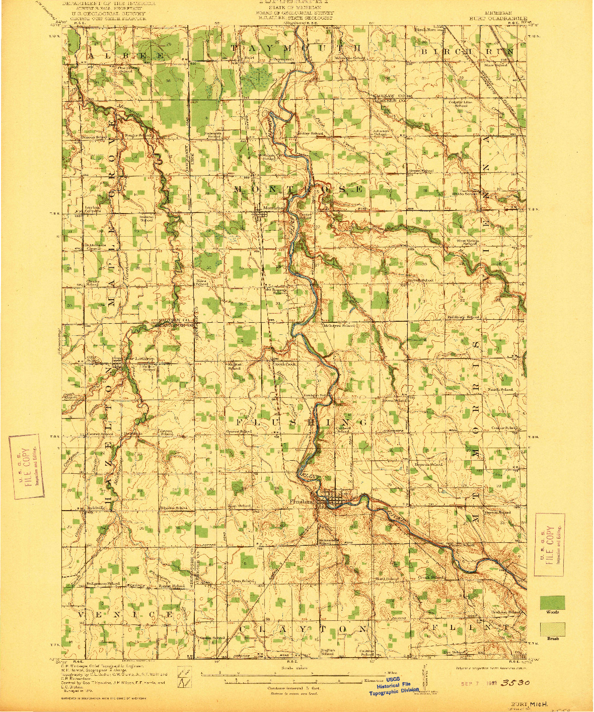 USGS 1:62500-SCALE QUADRANGLE FOR BURT, MI 1921
