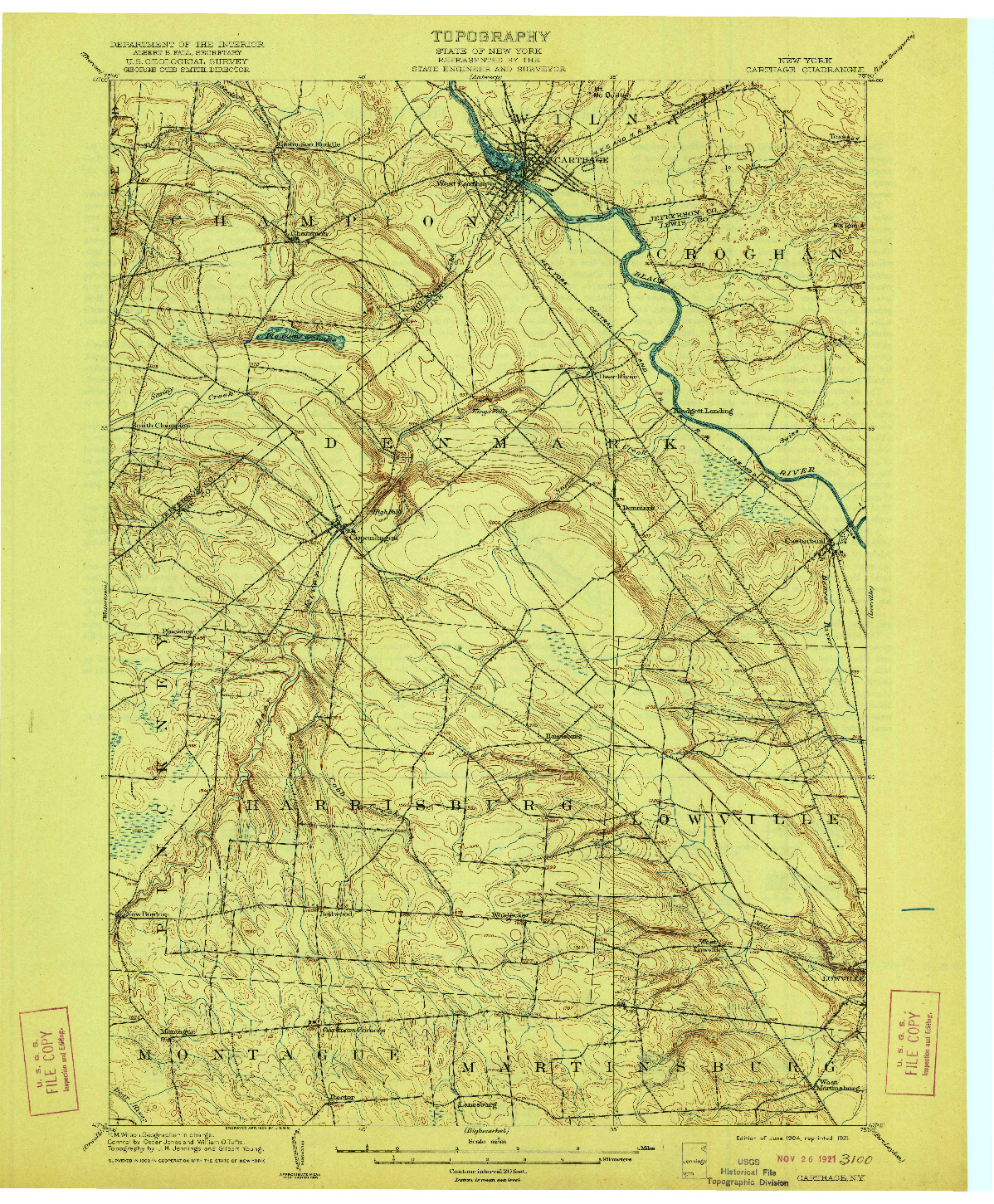USGS 1:62500-SCALE QUADRANGLE FOR CARTHAGE, NY 1904
