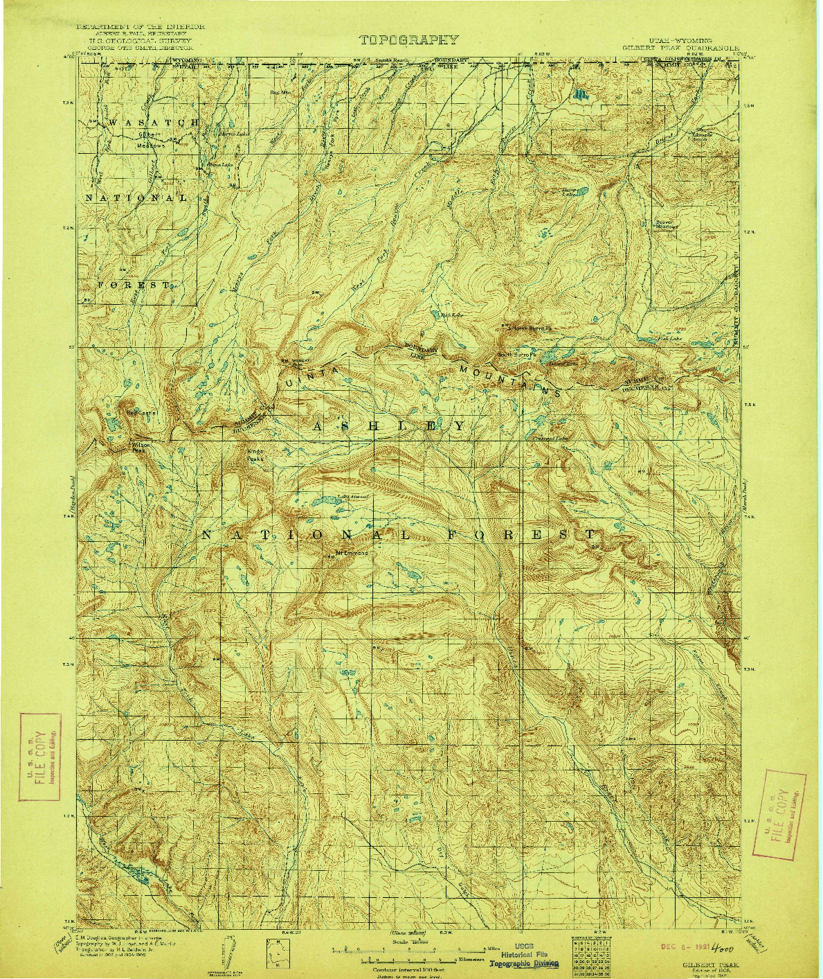 USGS 1:125000-SCALE QUADRANGLE FOR GILBERT PEAK, UT 1906