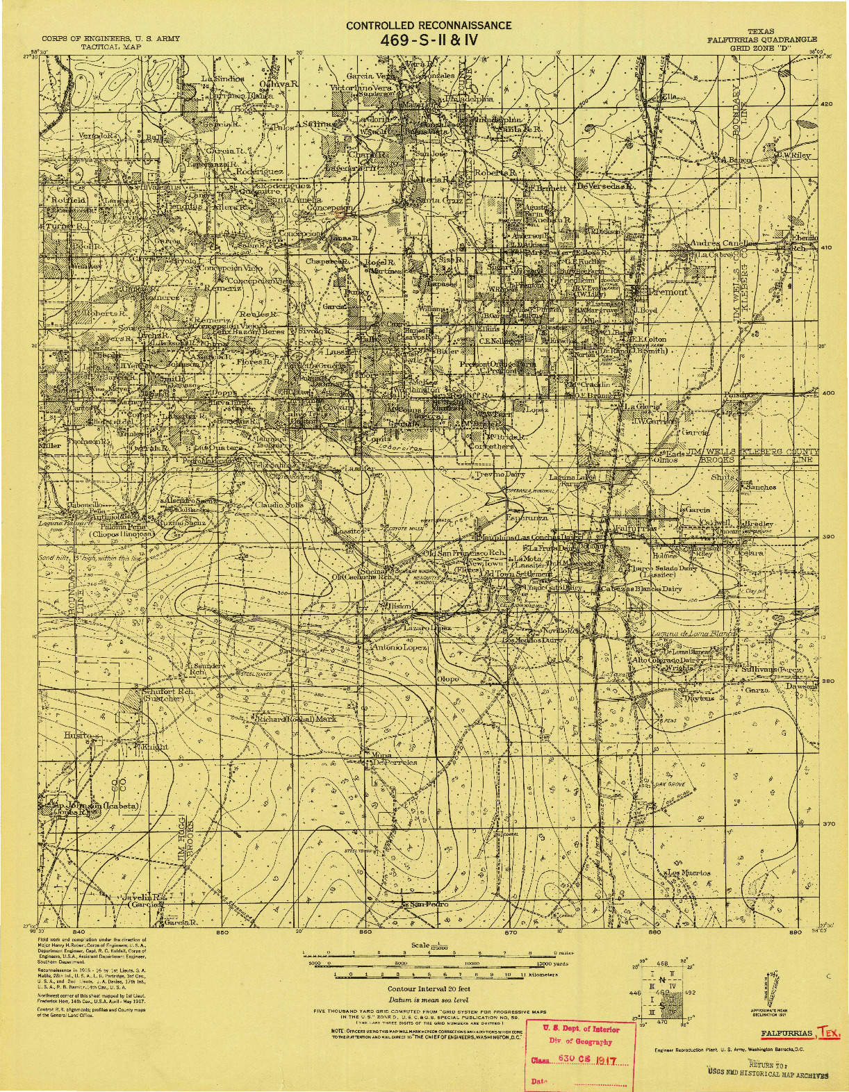 USGS 1:125000-SCALE QUADRANGLE FOR FALFURRIAS, TX 1921