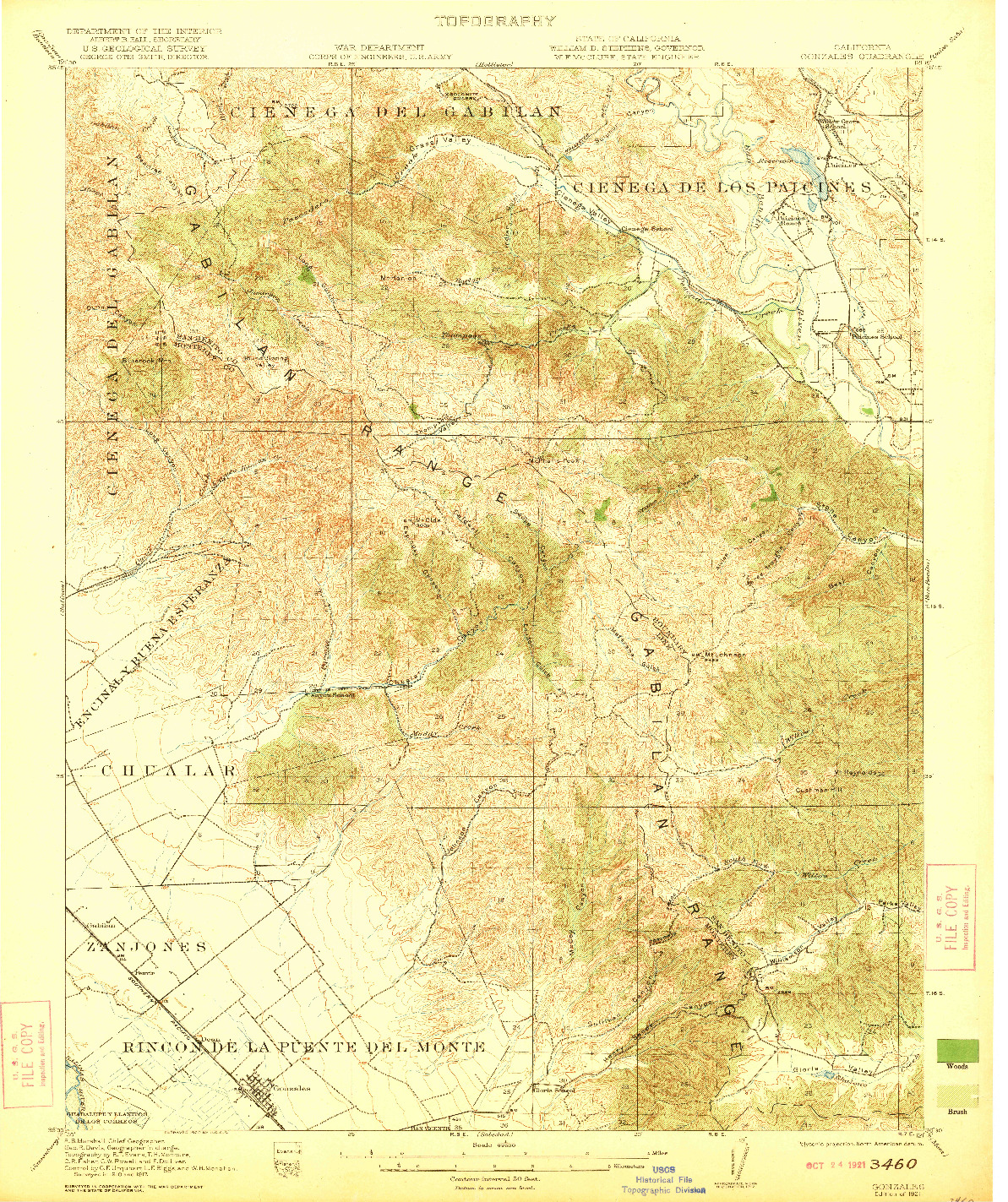 USGS 1:62500-SCALE QUADRANGLE FOR GONZALES, CA 1921