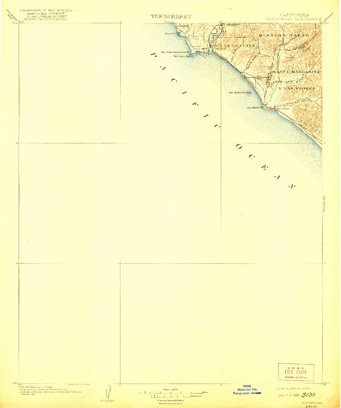 USGS 1:125000-SCALE QUADRANGLE FOR CAPISTRANO, CA 1906