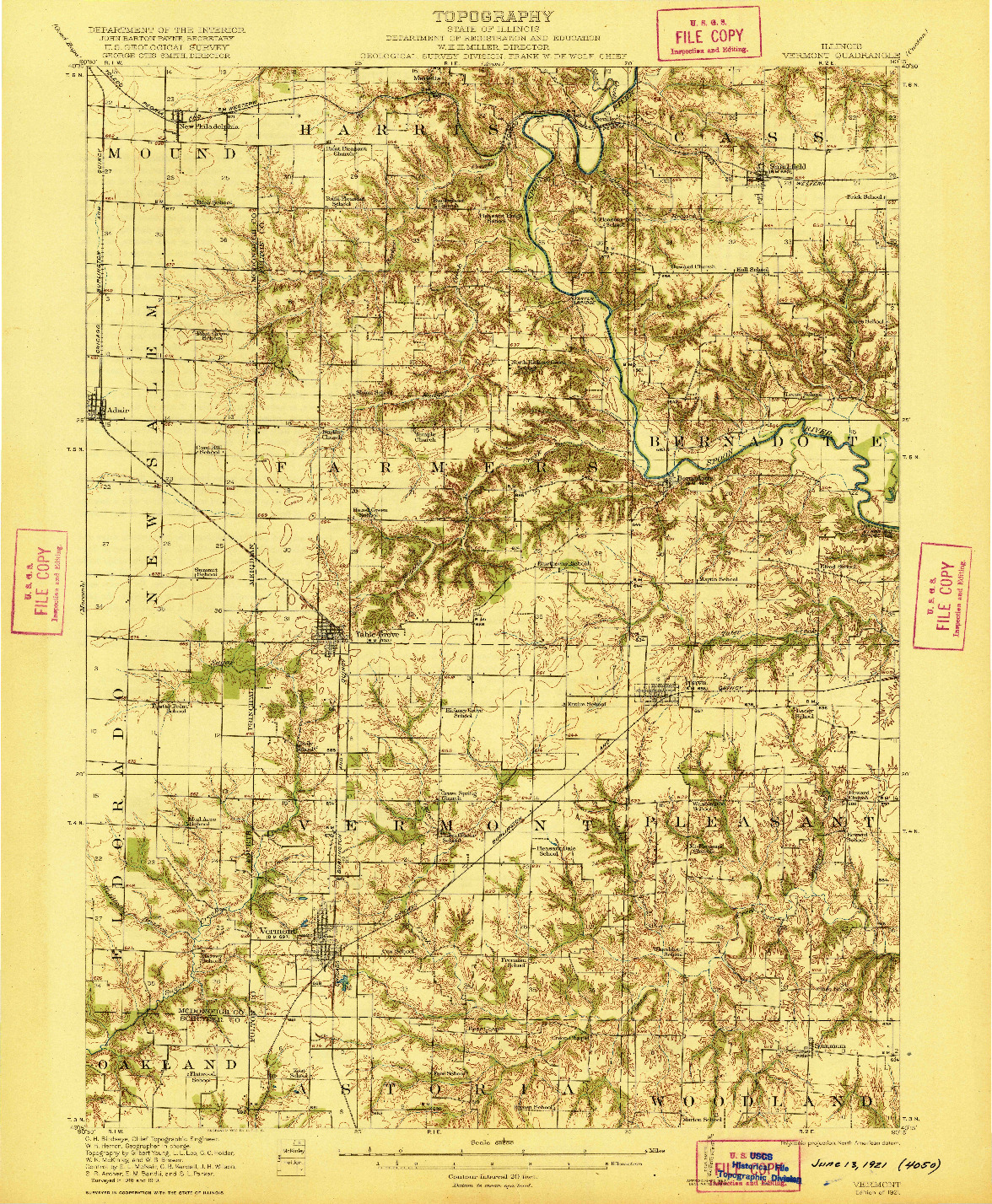 USGS 1:62500-SCALE QUADRANGLE FOR VERMONT, IL 1921