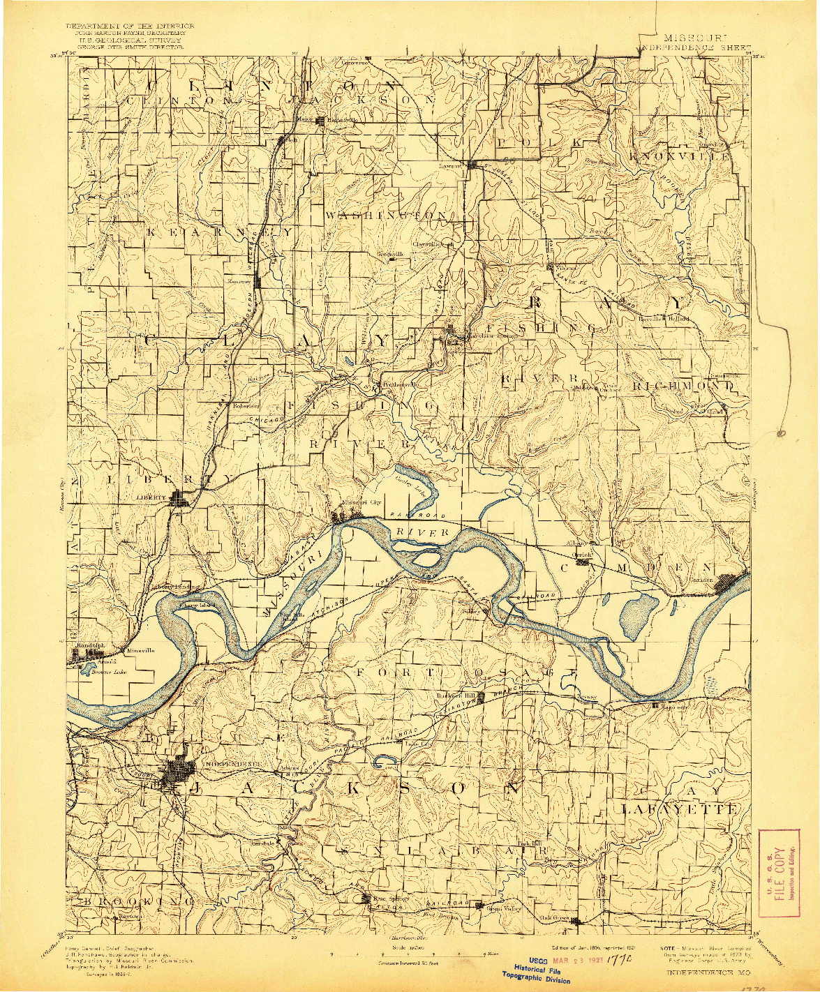 USGS 1:125000-SCALE QUADRANGLE FOR INDEPENDENCE, MO 1894
