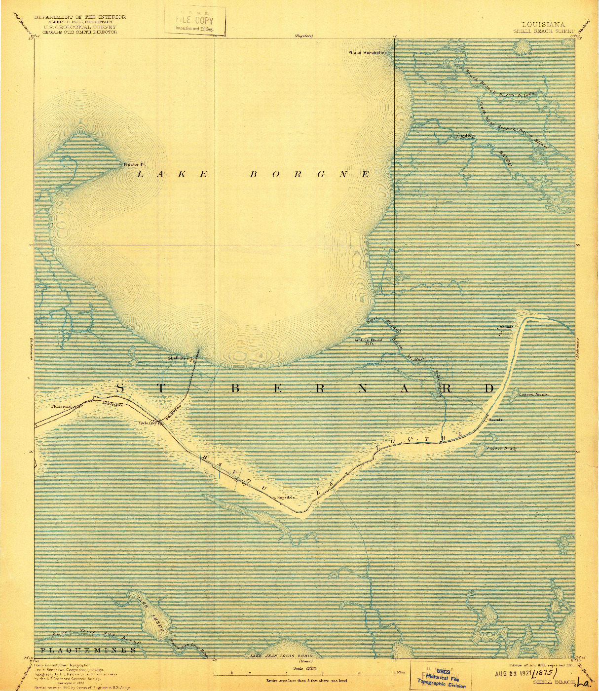 USGS 1:62500-SCALE QUADRANGLE FOR SHELL BEACH, LA 1893