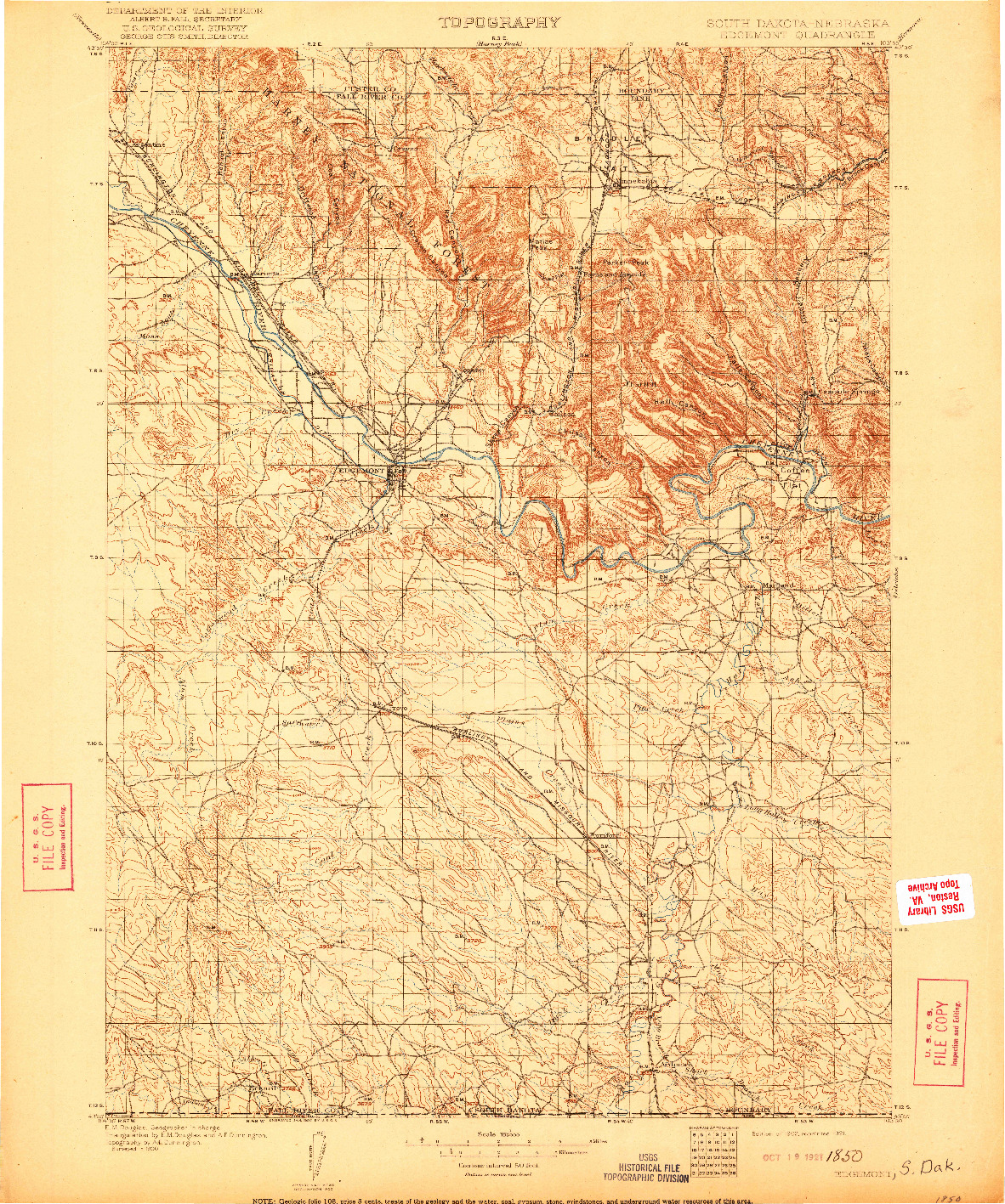 USGS 1:125000-SCALE QUADRANGLE FOR EDGEMONT, SD 1902