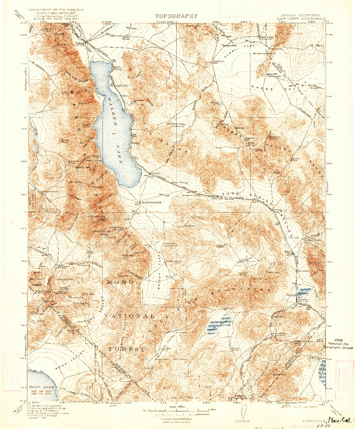 USGS 1:250000-SCALE QUADRANGLE FOR HAWTHORNE, NV 1911